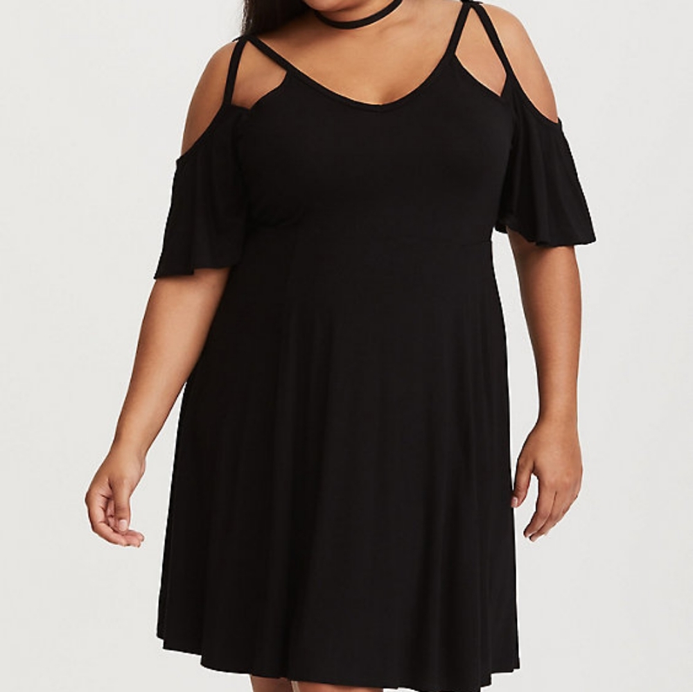 Torrid BLACK STRAPPY JERSEY SKATER DRESS